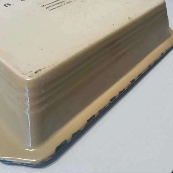 Vintage Casserole‎ Dish Country Snowman Stoneware Spongeware Bakeware - Picture 11 of 11